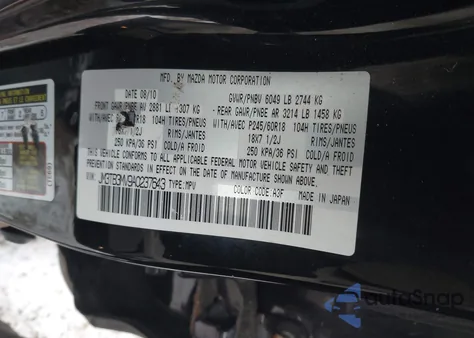 2010 Mazda Cx-9 Touring z USA, uszkodzony, nr VIN JM3TB3MV9A0237643